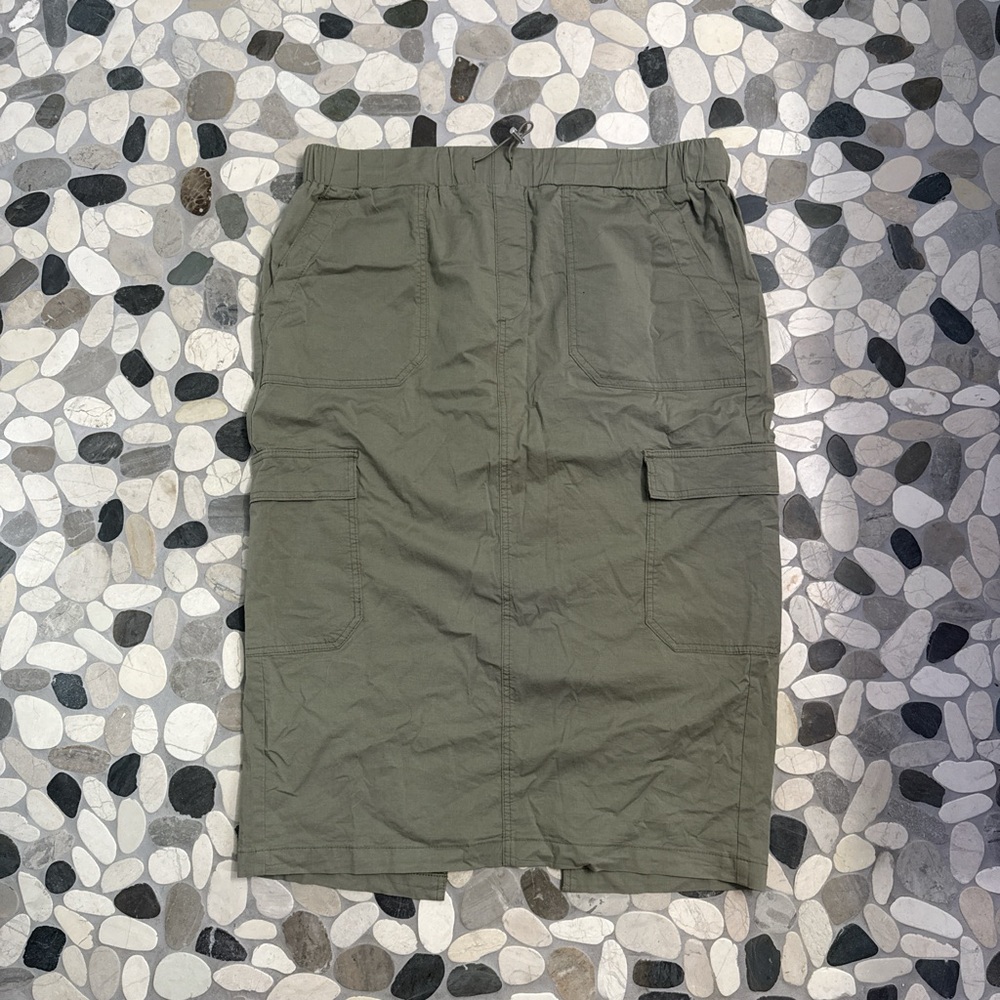 Cargo Olive Pencil Skirt with Pockets